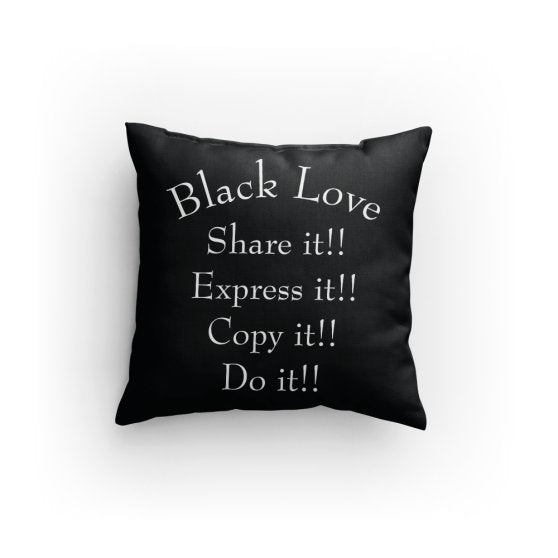 Black Love Share It V1 (Bk/Wh) Pillow