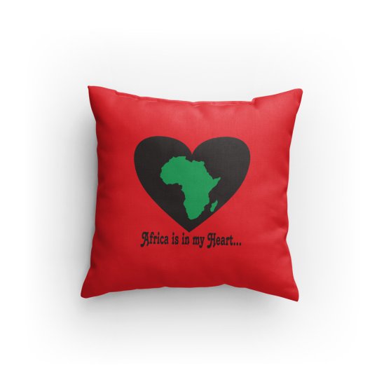 Africa is in My Heart V2 (Rd/Bk/Gr) Pillow