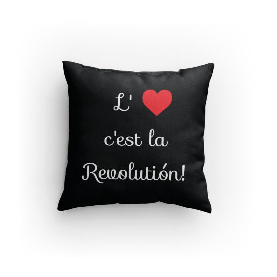 Love is the Revolution Fr V4 (Bk/Wh) Pillow